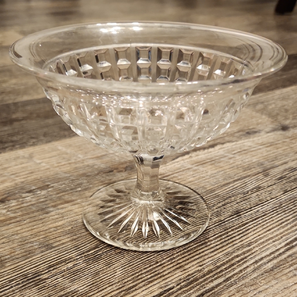 Crystal-Clear Textured Glass Dessert Bowl